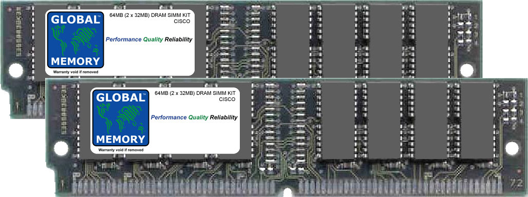64MB (2 x 32MB) DRAM SIMM MEMORY RAM KIT FOR CISCO 7000 / 7500 SERIES ROUTERS 1 & 2 RSP (MEM-RSP-64M)